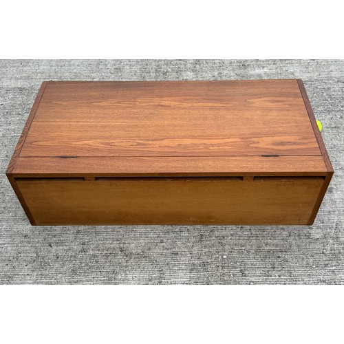 4 - Danish mid-century furniture, an oak storage unit accessed from a above with a hinged upper section,... 