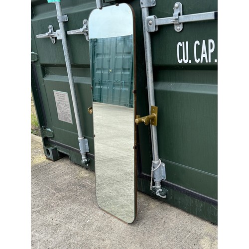 6 - Furniture, a mid-century wall mounted cheval mirror with fittings,  123 cm x 44 cm.

This lot is col... 