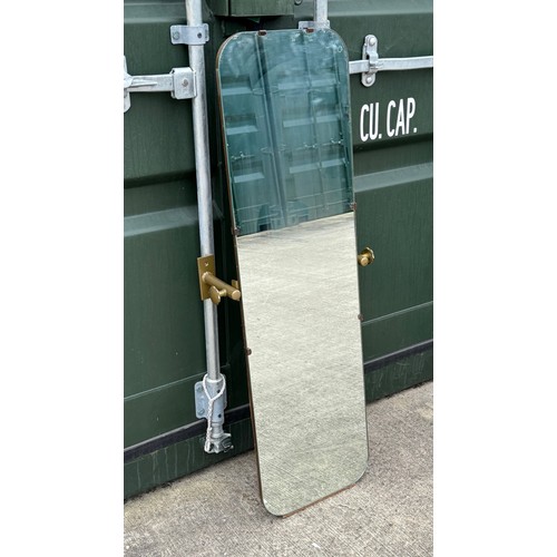 6 - Furniture, a mid-century wall mounted cheval mirror with fittings,  123 cm x 44 cm.

This lot is col... 