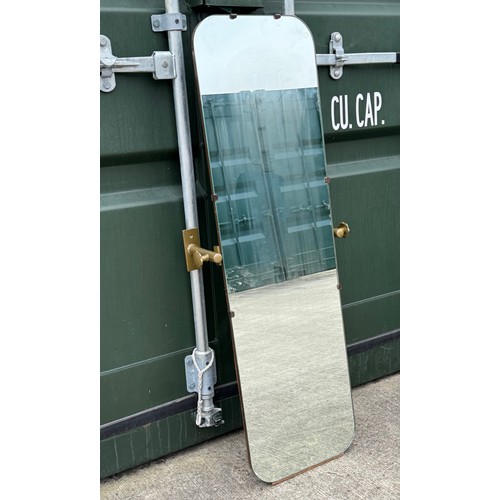 6 - Furniture, a mid-century wall mounted cheval mirror with fittings,  123 cm x 44 cm.

This lot is col... 