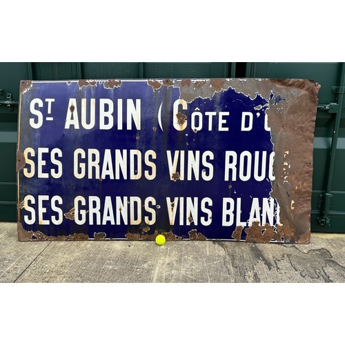 81 - Enamel advertising sign, a very large French promotional sign for Burgandy Grand Cru wines 2m wide x... 