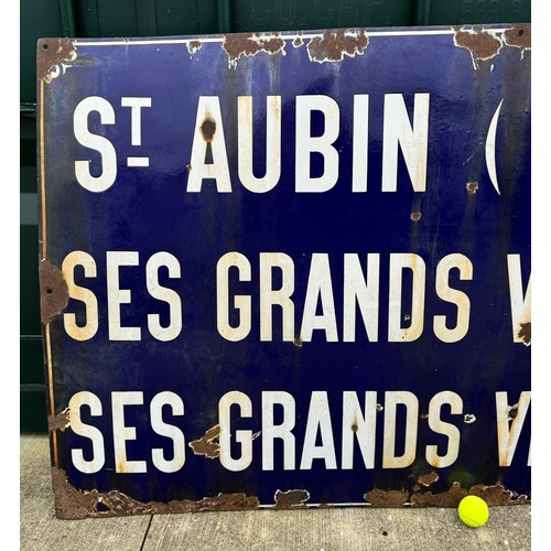 81 - Enamel advertising sign, a very large French promotional sign for Burgandy Grand Cru wines 2m wide x... 