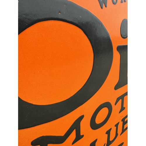 82 - Automobilia, a large enamel Oilzum Motor Oils advertising sign, 122 cm wide x 122 cm high with holes... 