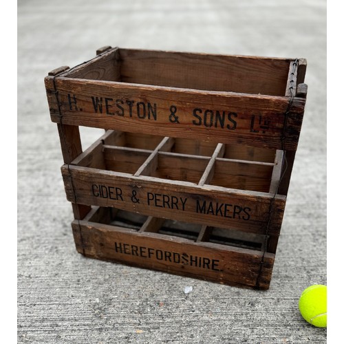 84 - Breweryana, a wooden cider crate marked for H Westons & Sons of Herefordshire, 14 inches x 9.5 inche... 