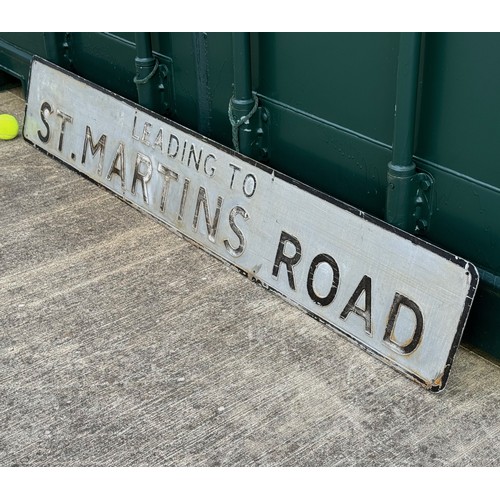 159 - A large vintage pressed aluminium road sign, St Martins Road, 145 cm x 23 cm.

This lot is available... 