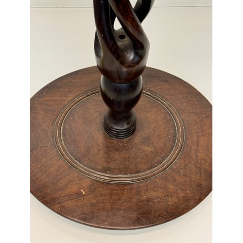 162 - Carved hardwood lamp base 148 cm high, 35 cm diameter base.

This lot is available for in-house ship... 