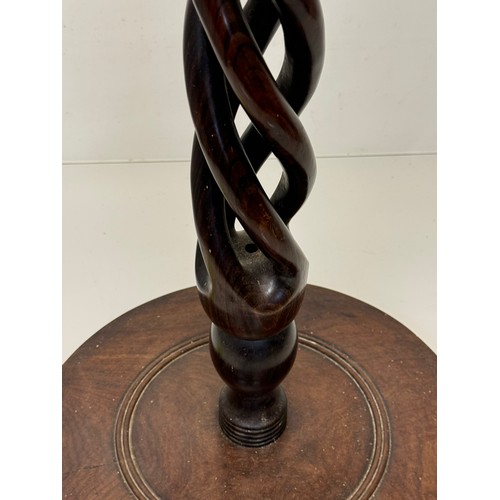 162 - Carved hardwood lamp base 148 cm high, 35 cm diameter base.

This lot is available for in-house ship... 