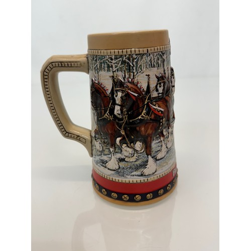 163 - Breweryana, three American Beer themed Christmas Steins, Miller, Budweiser breweries.

This lot is a... 