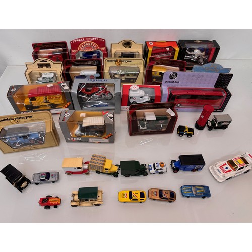 170 - Diecast toys, a collection of loose and boxed promotional vechiles motorcycles cars and trucks.

Thi... 