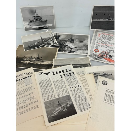 173 - Maritime ephemera, a collection of large press photographs and items relating to HMS Blake, and a al... 