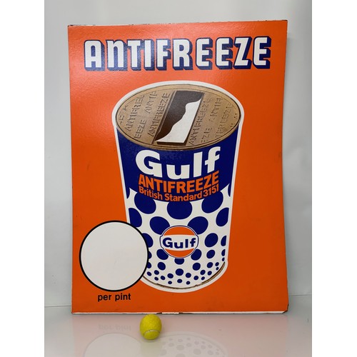 185 - Automobilia, Pop Art oil signs garage forecourt board mounted advertising poster for Gulf, 101 cm x ... 