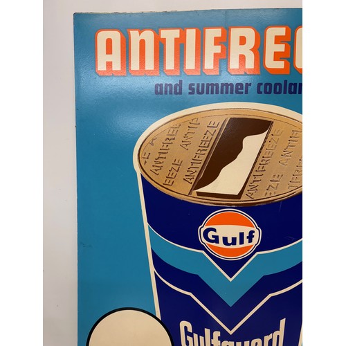 186 - Automobilia, Pop Art oil signs garage forecourt board mounted advertising poster for Gulf, 101 cm x ... 