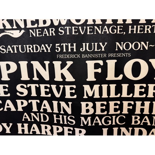 71 - Pop music ephemera, two Knebworth concert posters headline act Pink Floyd summer of 1976.

This lot ... 