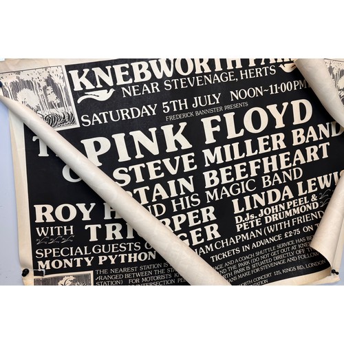 71 - Pop music ephemera, two Knebworth concert posters headline act Pink Floyd summer of 1976.

This lot ... 