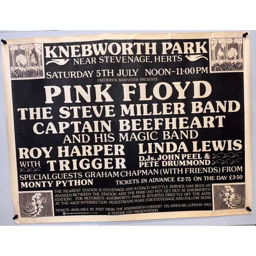 71 - Pop music ephemera, two Knebworth concert posters headline act Pink Floyd summer of 1976.

This lot ... 