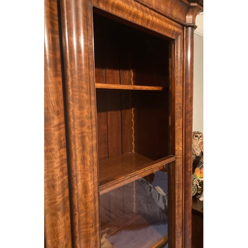 157 - Victorian furniture, a two door five section mahogany bookcase with glazed doors, one panel missing,... 