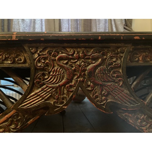 158 - Asian furniture, a large and nicely detailed Howdah, a well decorated seat for riding on an elephant... 