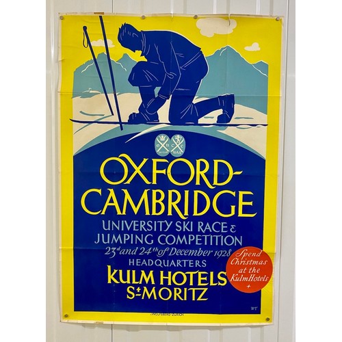 153 - Art Deco Sking Poster, a Winter Sports varsity matches, Cambridge University and Oxford University, ... 