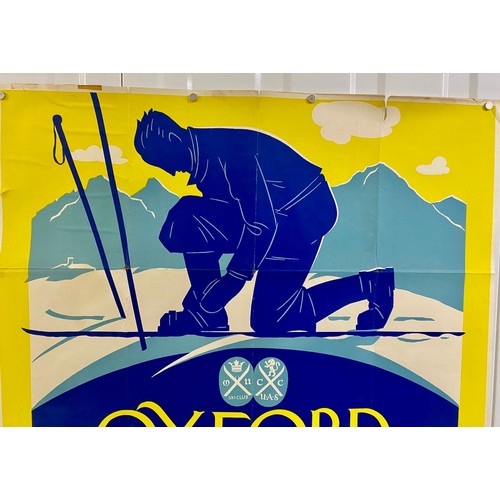 153 - Art Deco Sking Poster, a Winter Sports varsity matches, Cambridge University and Oxford University, ... 