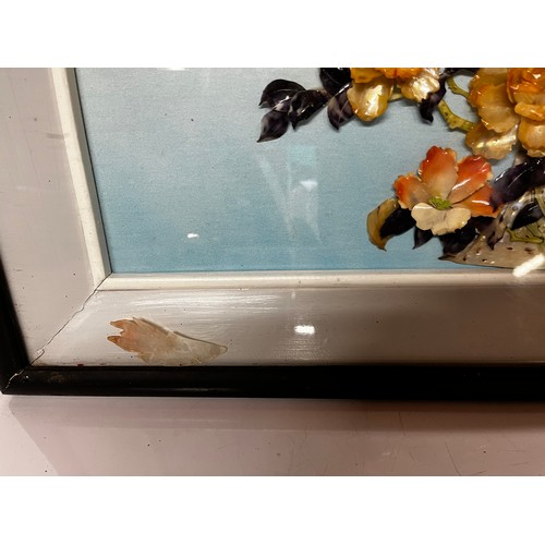 333 - Kitsch Mid Centurymixed media Artwork, framed Chinese resturant picture. A composite still life of b... 