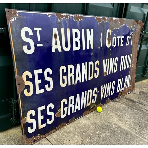 147 - Enamel advertising sign, a very large French promotional sign for Burgandy Grand Cru wines 2m wide x... 