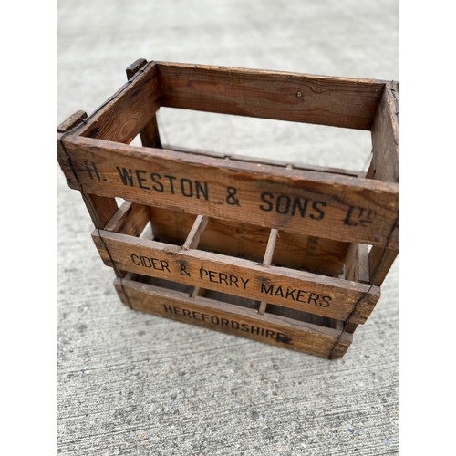 183 - Breweryana, a wooden cider crate marked for H Westons & Sons of Herefordshire, 14 inches x 9.5 inche... 