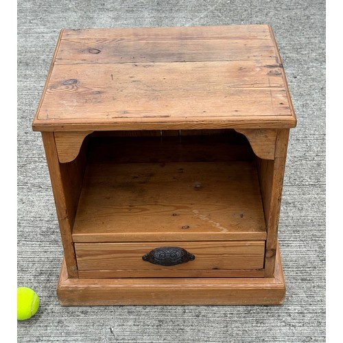 180 - Furniture, a rustic pine single drawer storage unit,.

This lot is available for in-house shipping