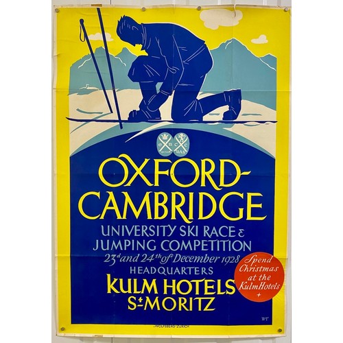 18 - Art Deco Sking Poster, a Winter Sports varsity matches, Cambridge University and Oxford University, ... 