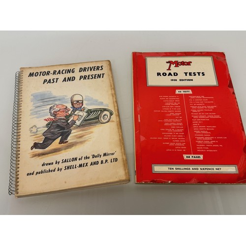 381 - Automobilia, motor racing and motoring ephemera, a collection of motor racing charactures and a coll... 