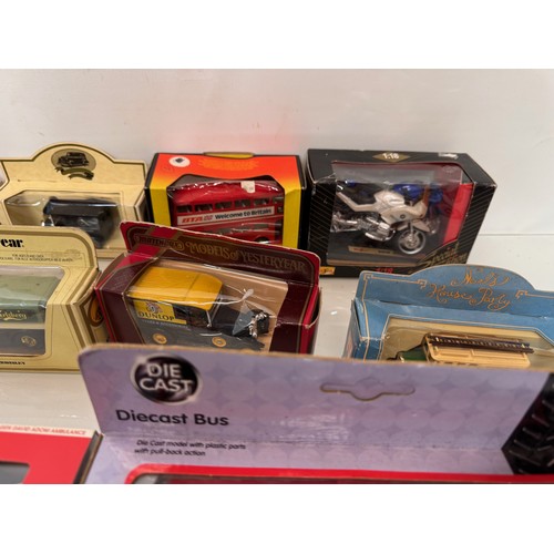 383 - Diecast toys, a collection of loose and boxed promotional vechiles motorcycles cars and trucks.

Thi... 