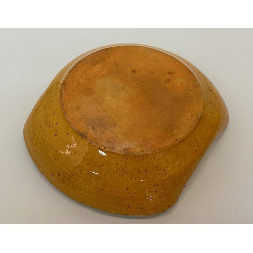 126 - Stoneware art pottery bowl with slip decoration, 25.5 cm x 21.5 cm.

This lot is available for in-ho... 