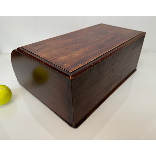 172 - Mahogany storage Furniture, storage box, a table top tambor fronted stationary storage box for resto... 