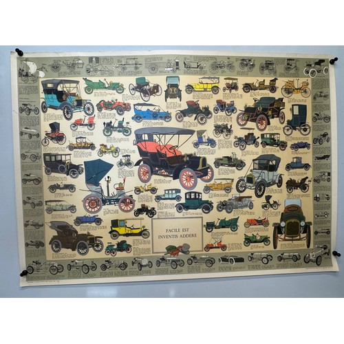 477 - Automobile interest, a poster featuring veteran era motor cars, 101 cm x 63 cm.

This lot is availab... 