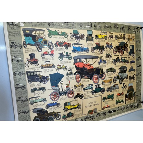 477 - Automobile interest, a poster featuring veteran era motor cars, 101 cm x 63 cm.

This lot is availab... 