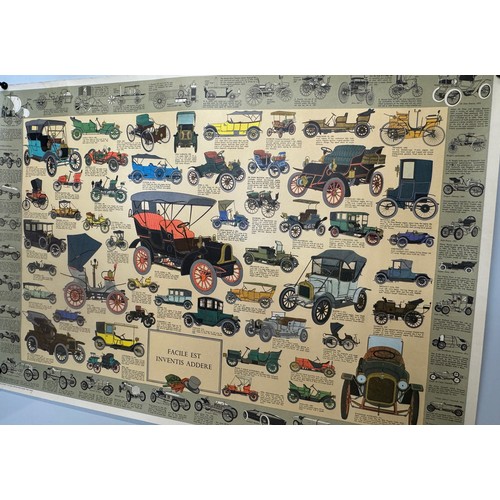 477 - Automobile interest, a poster featuring veteran era motor cars, 101 cm x 63 cm.

This lot is availab... 