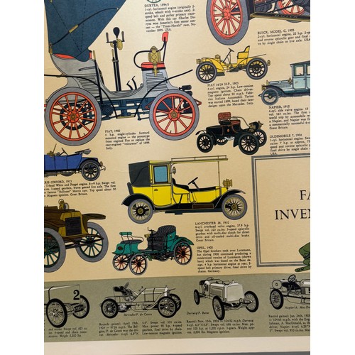 477 - Automobile interest, a poster featuring veteran era motor cars, 101 cm x 63 cm.

This lot is availab... 