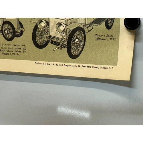 477 - Automobile interest, a poster featuring veteran era motor cars, 101 cm x 63 cm.

This lot is availab... 