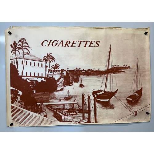 19 - Two posters of a Mediterranean harbour, titled Cigarettes, 93 cm x 61 cm.

This lot is available for... 