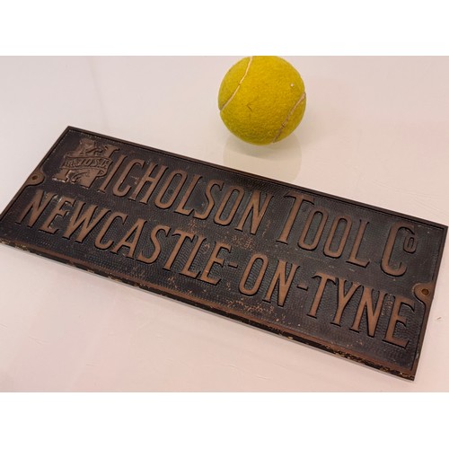 28 - Tools, Advertising signage, a cast bronze sign for The Joseph C. Nicholson Tool Co Newcastle on Tyne... 