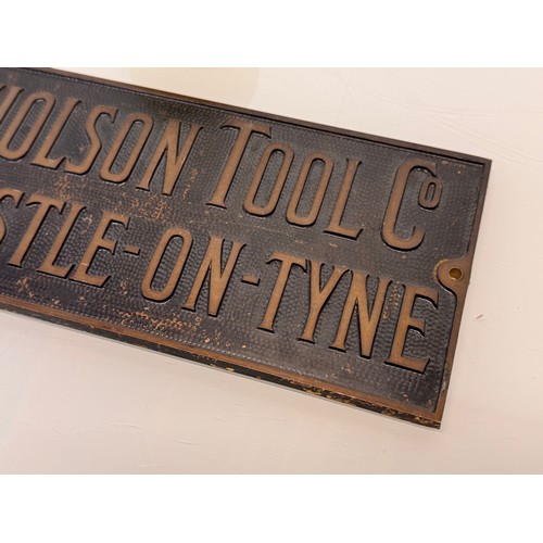 28 - Tools, Advertising signage, a cast bronze sign for The Joseph C. Nicholson Tool Co Newcastle on Tyne... 