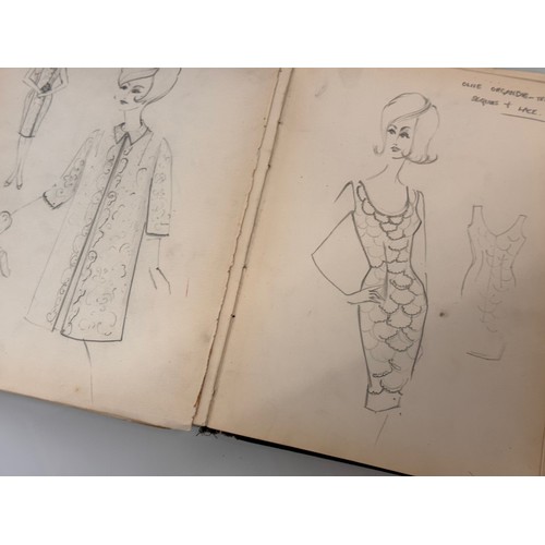 40 - Vintage Fashion ephemera, three hand drawn fashion drawings 1961 1964 1966.

This lot is available f... 