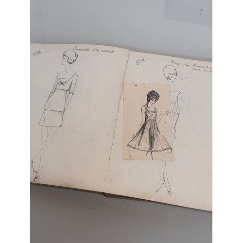 40 - Vintage Fashion ephemera, three hand drawn fashion drawings 1961 1964 1966.

This lot is available f... 