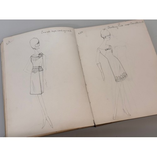 40 - Vintage Fashion ephemera, three hand drawn fashion drawings 1961 1964 1966.

This lot is available f... 