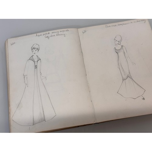 40 - Vintage Fashion ephemera, three hand drawn fashion drawings 1961 1964 1966.

This lot is available f... 