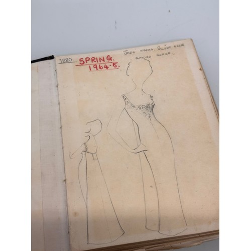 40 - Vintage Fashion ephemera, three hand drawn fashion drawings 1961 1964 1966.

This lot is available f... 