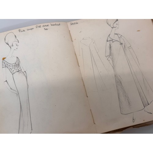 40 - Vintage Fashion ephemera, three hand drawn fashion drawings 1961 1964 1966.

This lot is available f... 