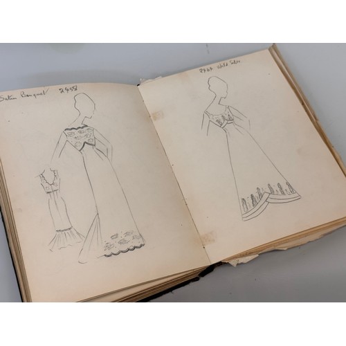 40 - Vintage Fashion ephemera, three hand drawn fashion drawings 1961 1964 1966.

This lot is available f... 