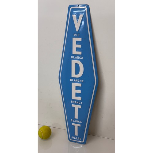 44 - Enamel beer advertising sign 65cm tall.

This lot is available for in-house shipping