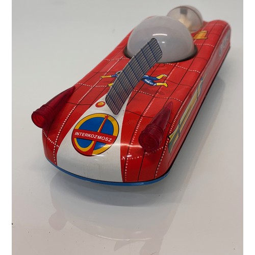 50 - Tinplate Space car toy, vintage battery powered childrens toy, 33 cm long.
This lot is available for... 