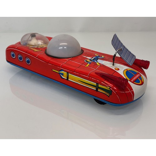 50 - Tinplate Space car toy, vintage battery powered childrens toy, 33 cm long.
This lot is available for... 